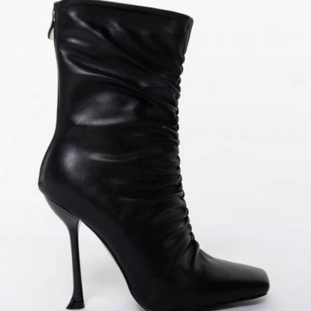 Xena Ruched: Square Toe Stiletto Heel Azalea Wang Bootie.7.5 - Picture 4 of 6